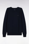 Pull col rond en coton marine