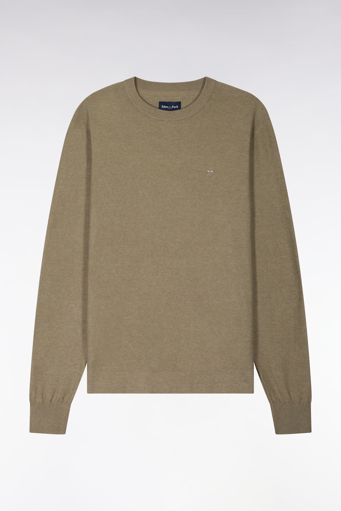 Brown cotton and lyocell blend round-neck sweater