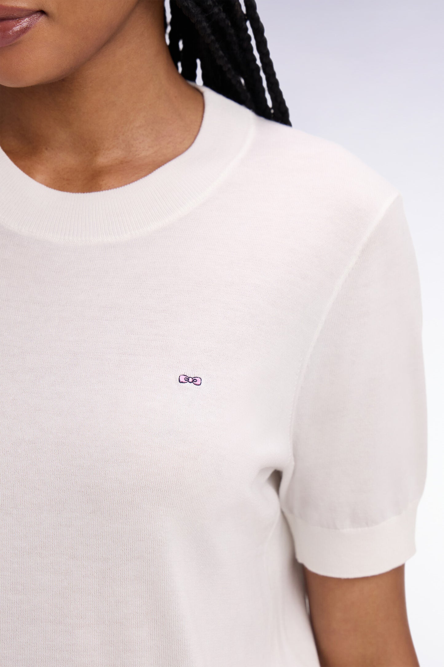 Pull à manches courtes blanc coupe regular