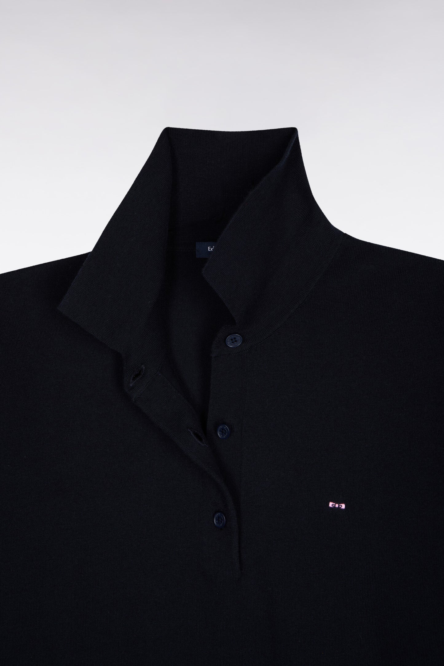 Pull polo à manches courtes en coton et soie mélangés marine coupe regular