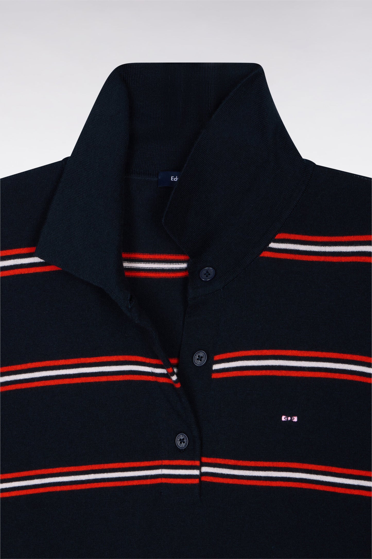 Pull à manches courtes rayé en coton et soie mélangés marine coupe regular