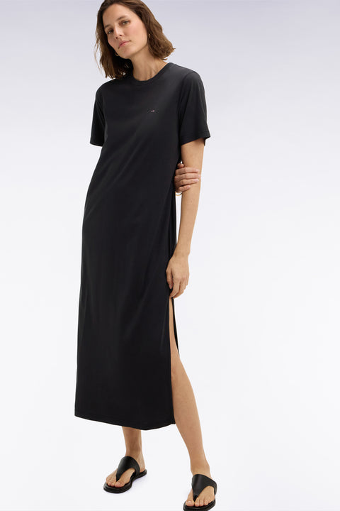 Robe T-shirt en lyocell et coton noir coupe droite - Image 1