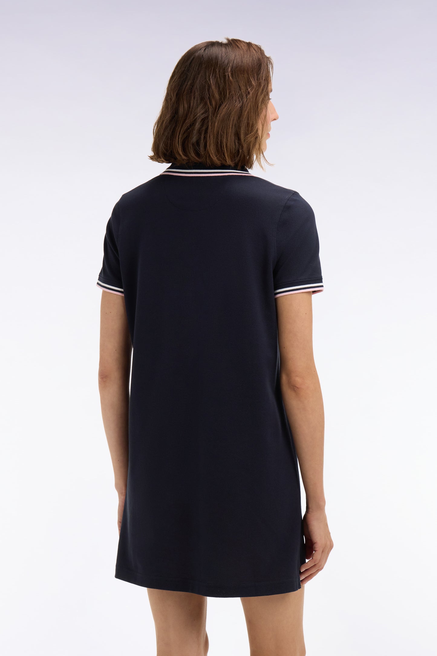Straight cut navy cotton polo dress