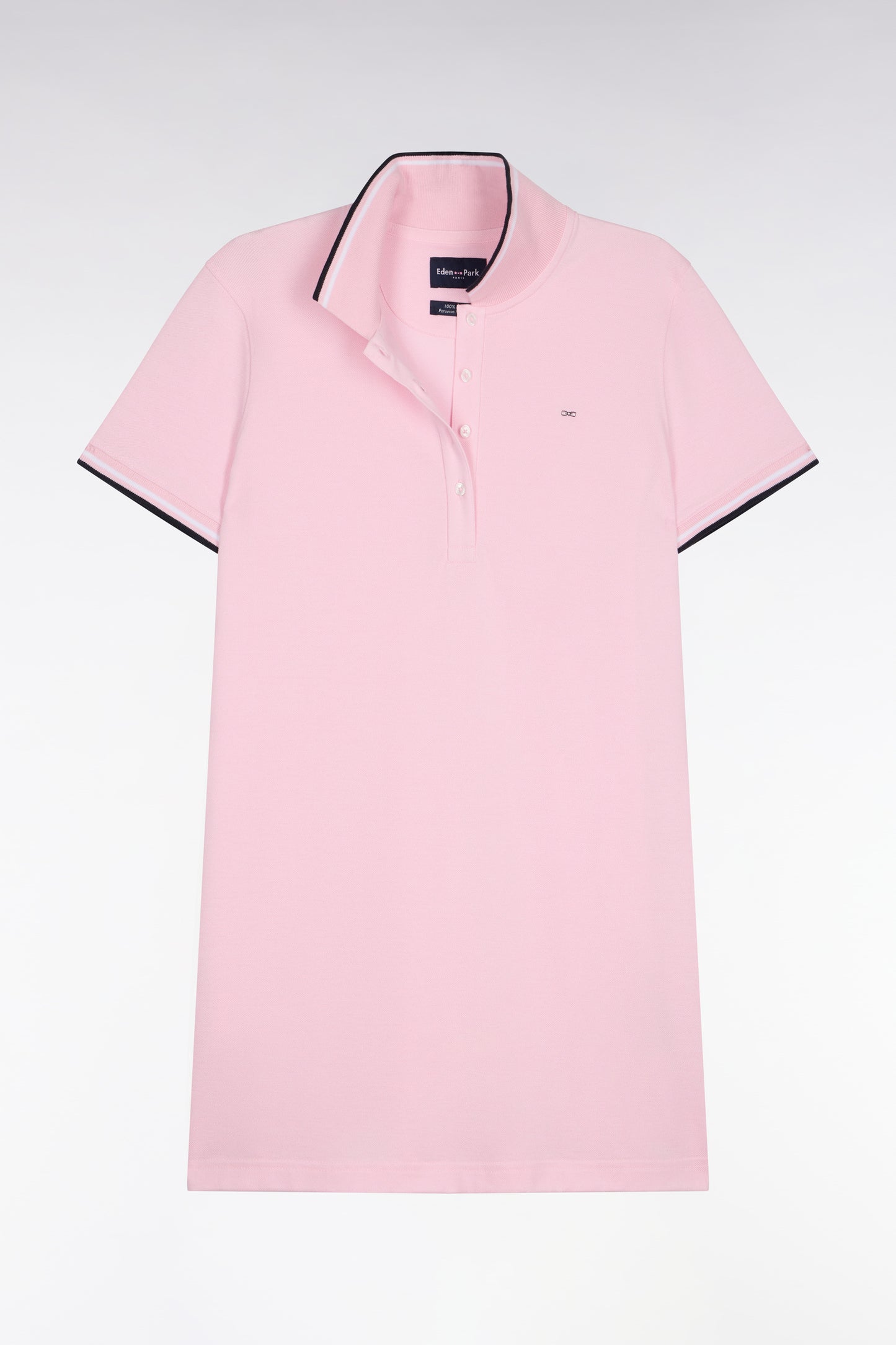Robe polo en coton rose coupe droite