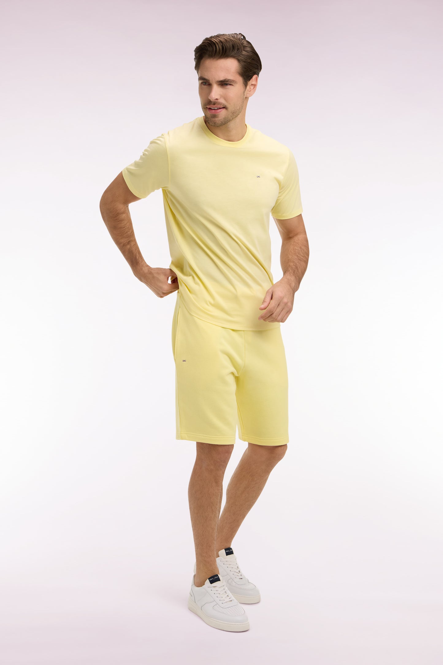 Short en molleton coton jaune clair