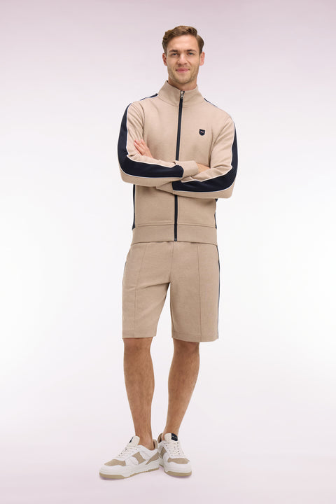 Short en interlock à découpes beige et marine - Image 3