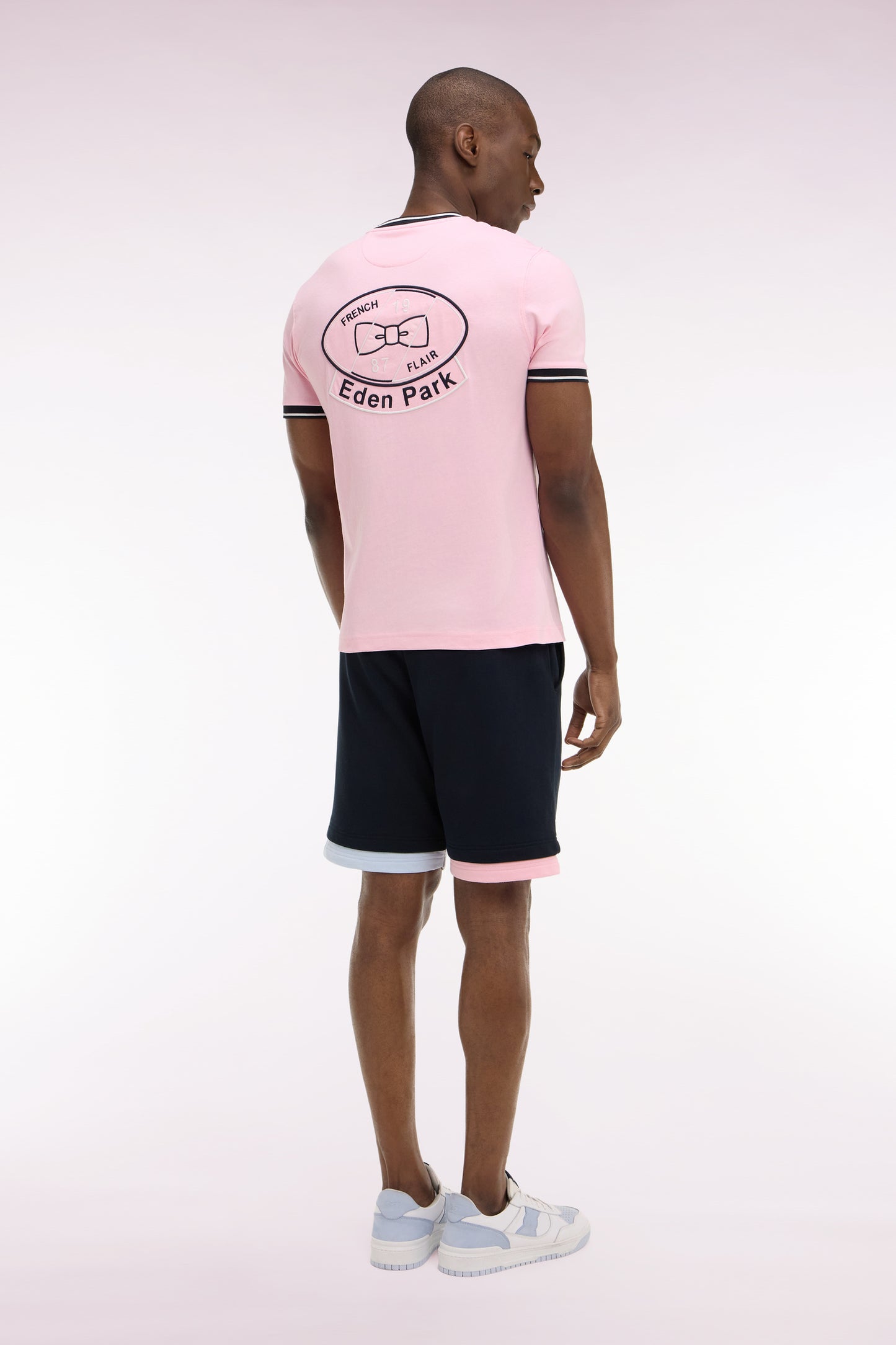 Short en molleton coton marine à bordures contrastées