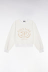 Sweatshirt en coton écru brodé coupe relaxed