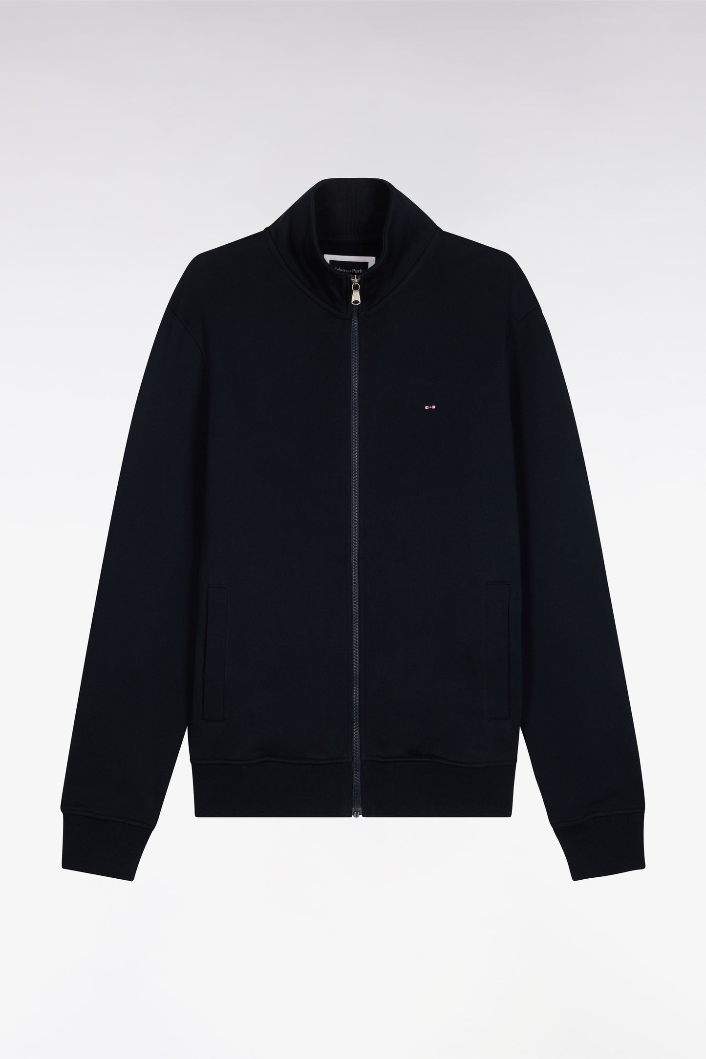 Sweatshirt zippé en molleton coton marine