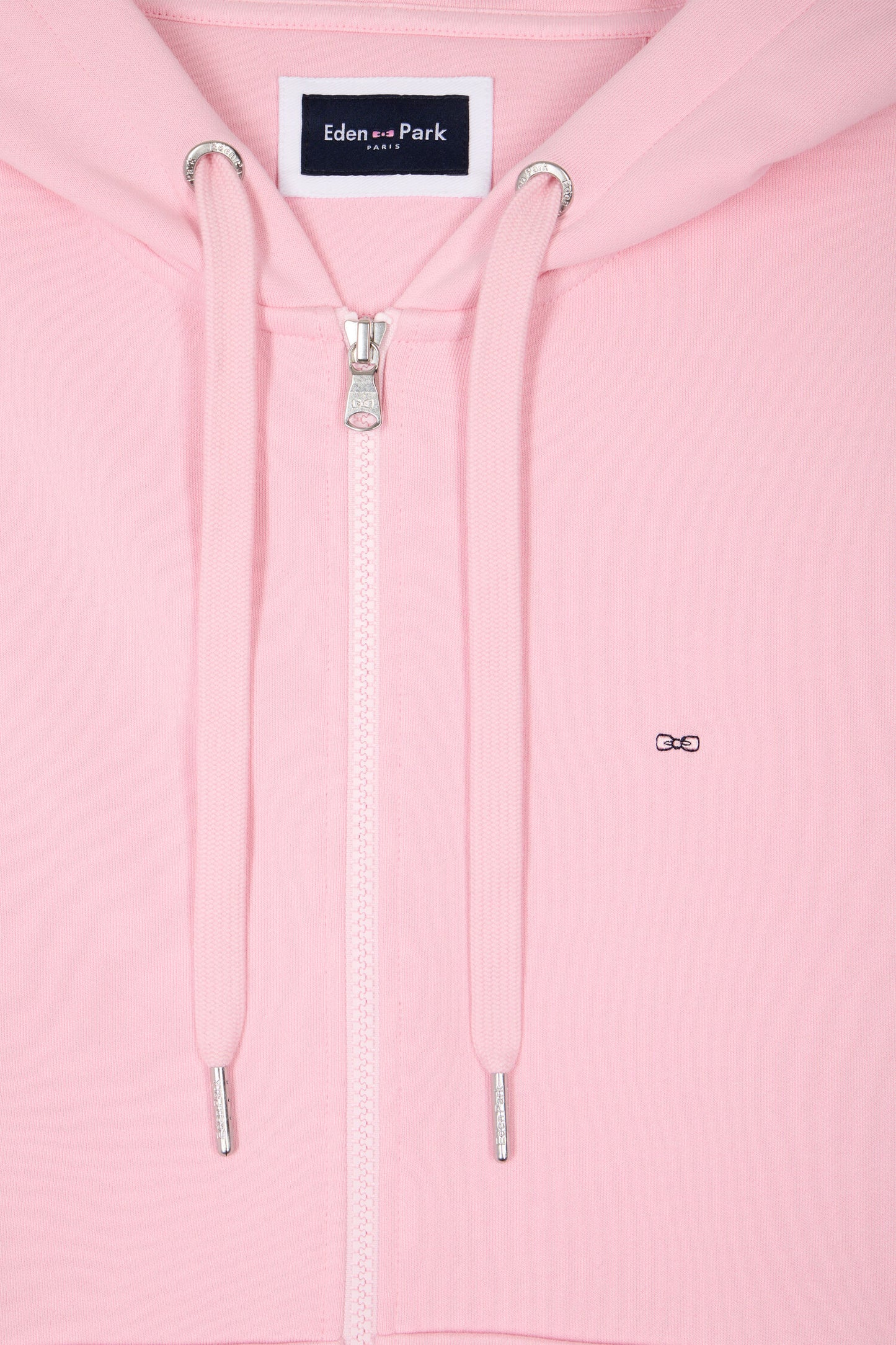 Pink cotton fleece zipped hooded sweatshirt