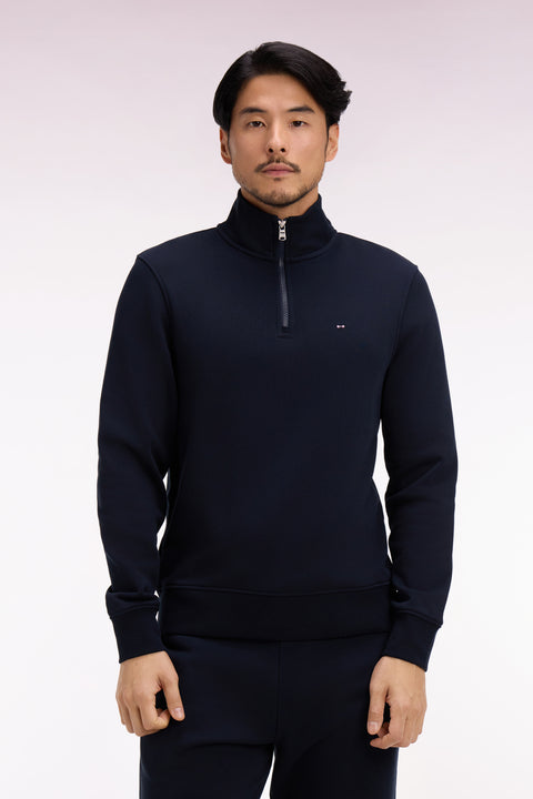 Sweatshirt col camionneur en molleton coton marine - Image 3
