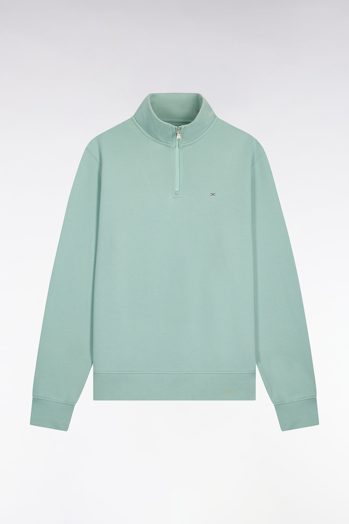 Sweatshirt col camionneur en molleton coton vert d'eau