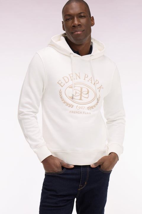 Sweatshirt à capuche brodé écru - Image 1