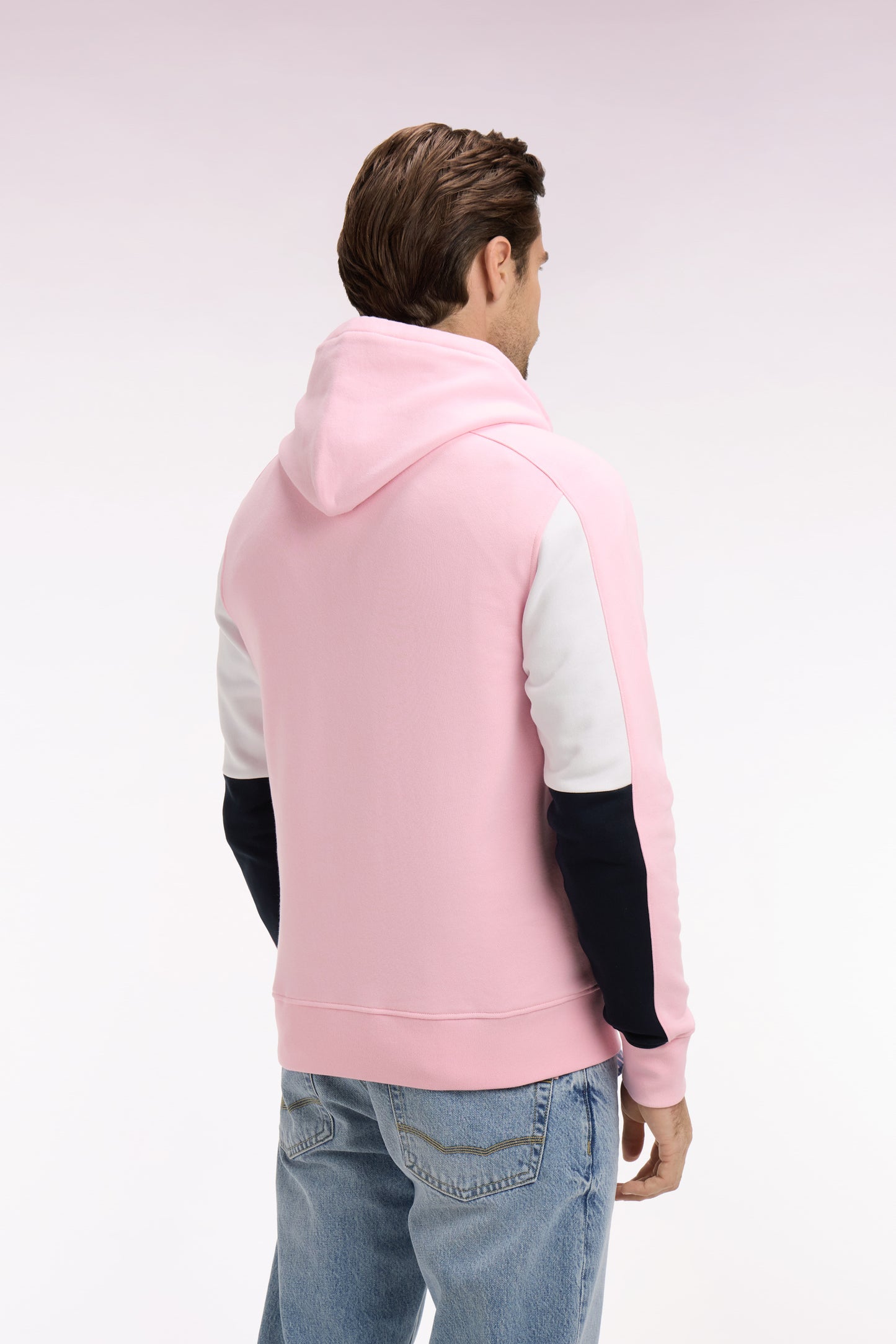 Sweatshirt à capuche en molleton coton rose brodé