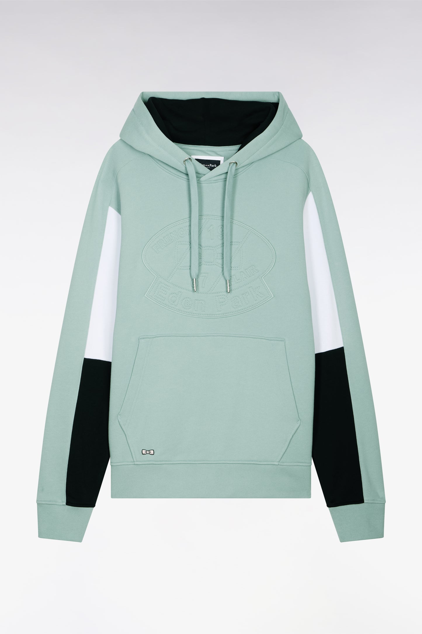 Sweatshirt à capuche en molleton coton vert d'eau brodé
