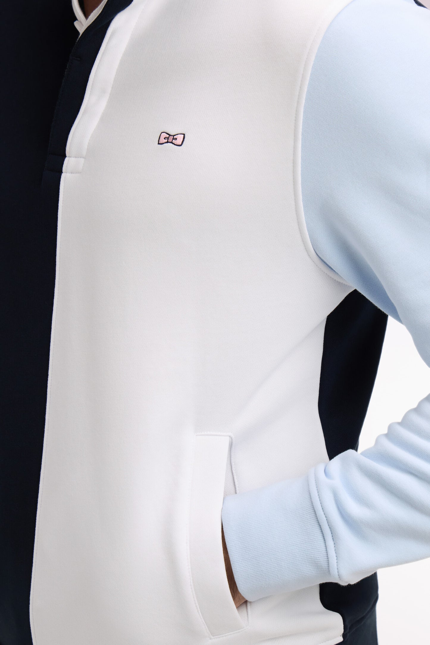 Colorblock cotton fleece jersey