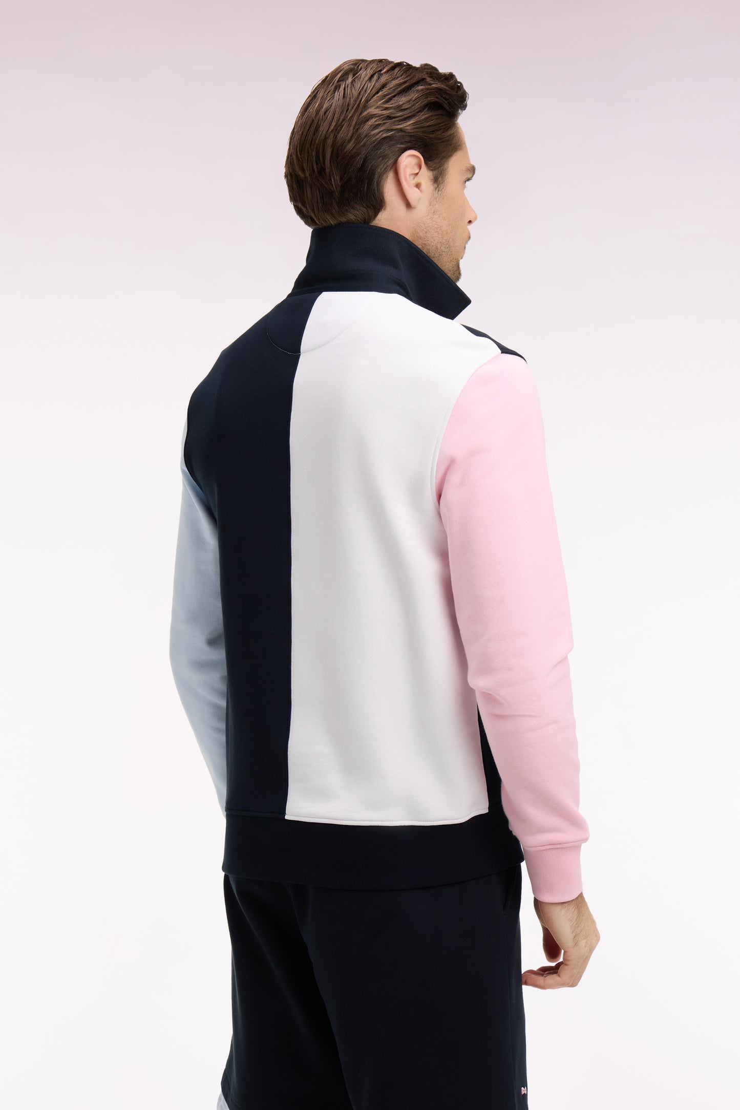 Colorblock cotton fleece jersey