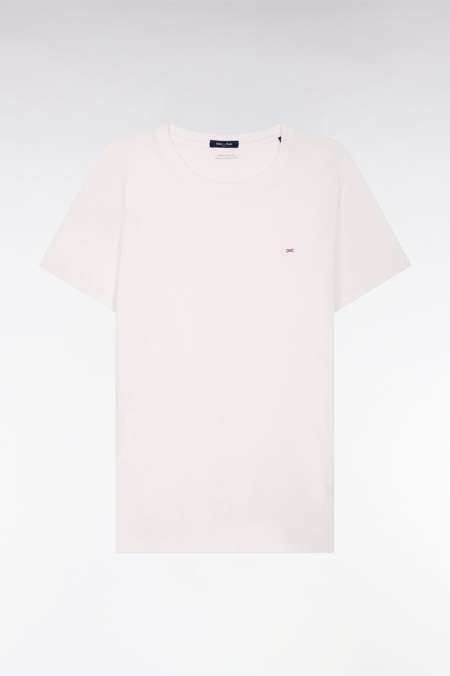 T-shirt à manches courtes en coton Pima blanc col rond coupe regular