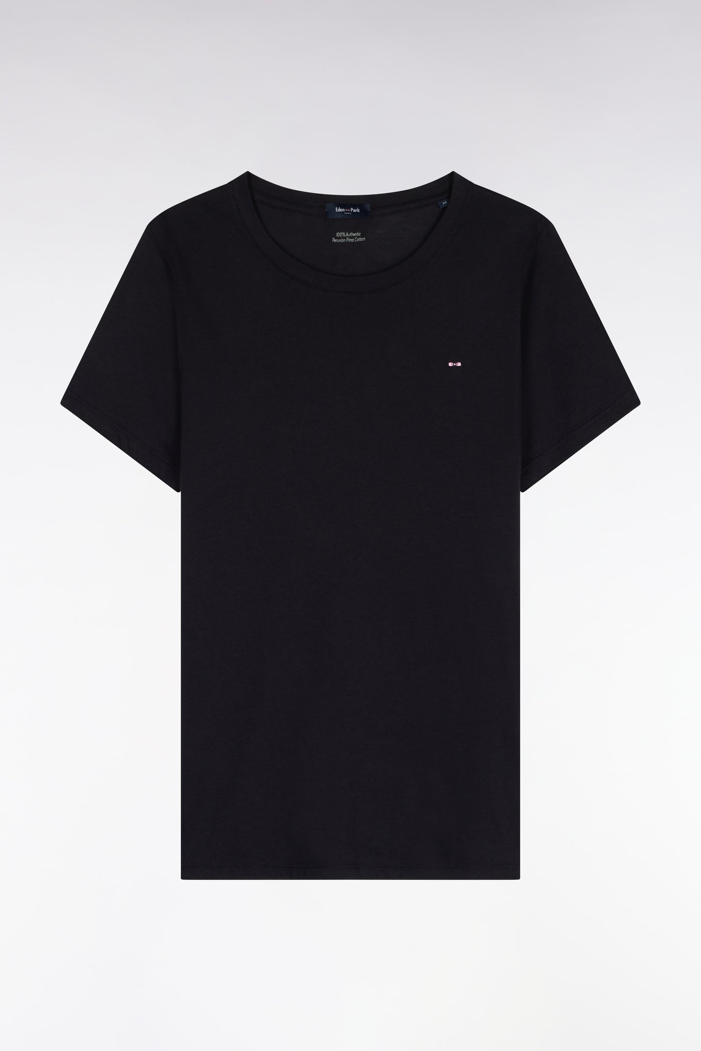 Short-sleeved T-shirt in navy Pima cotton, round neck, regular fit