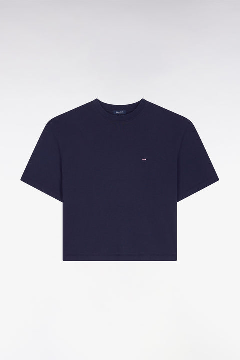 T-shirt à manches courtes en lyocell et coton marine coupe oversized - Image 2