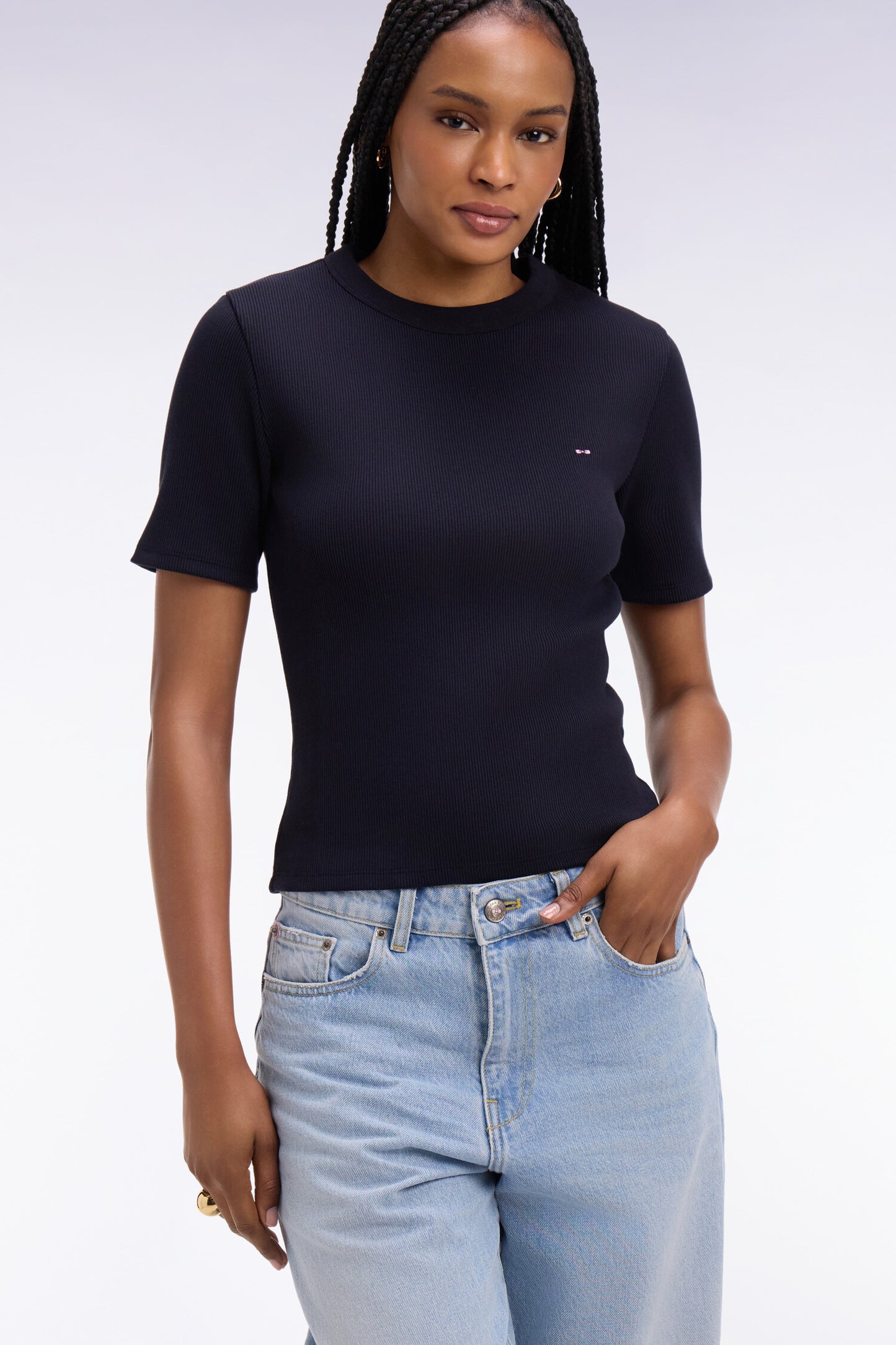 T-shirt col rond à manches courtes marine coupe slim