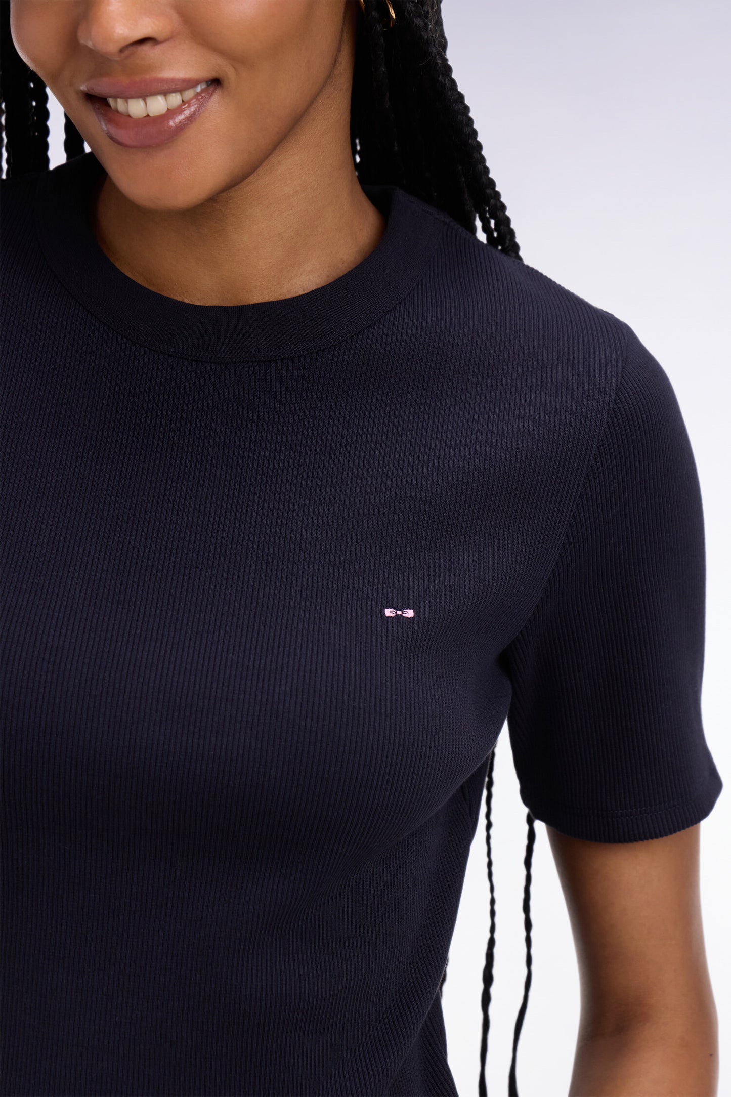 T-shirt col rond à manches courtes marine coupe slim