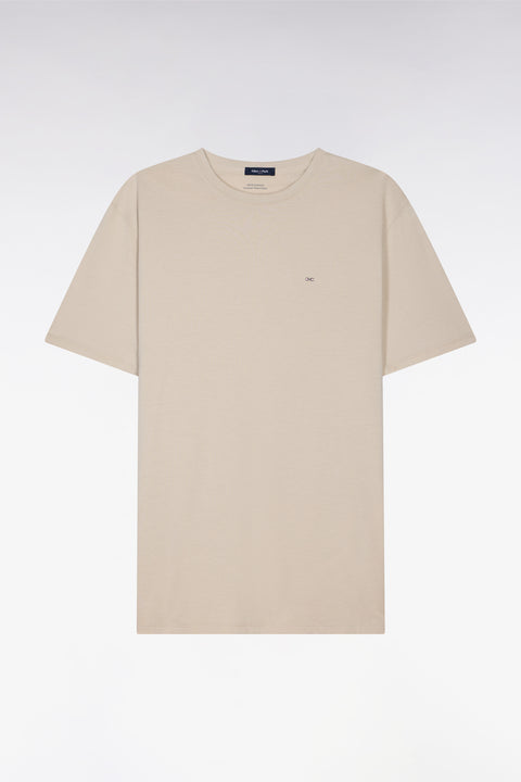 T-shirt à manches courtes en coton Pima beige coupe regular - Image 2