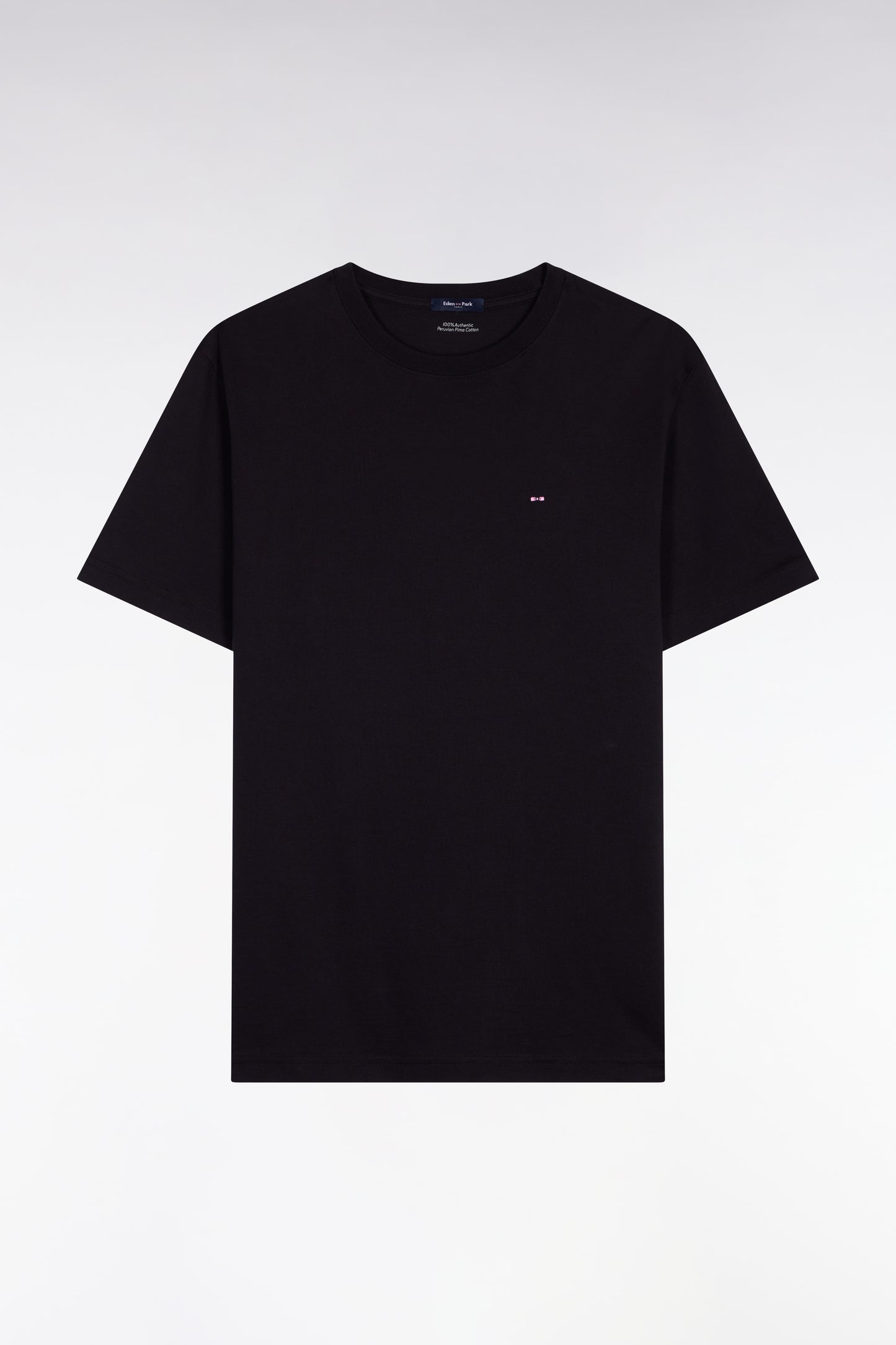T-shirt à manches courtes en coton Pima noir brodé coupe regular