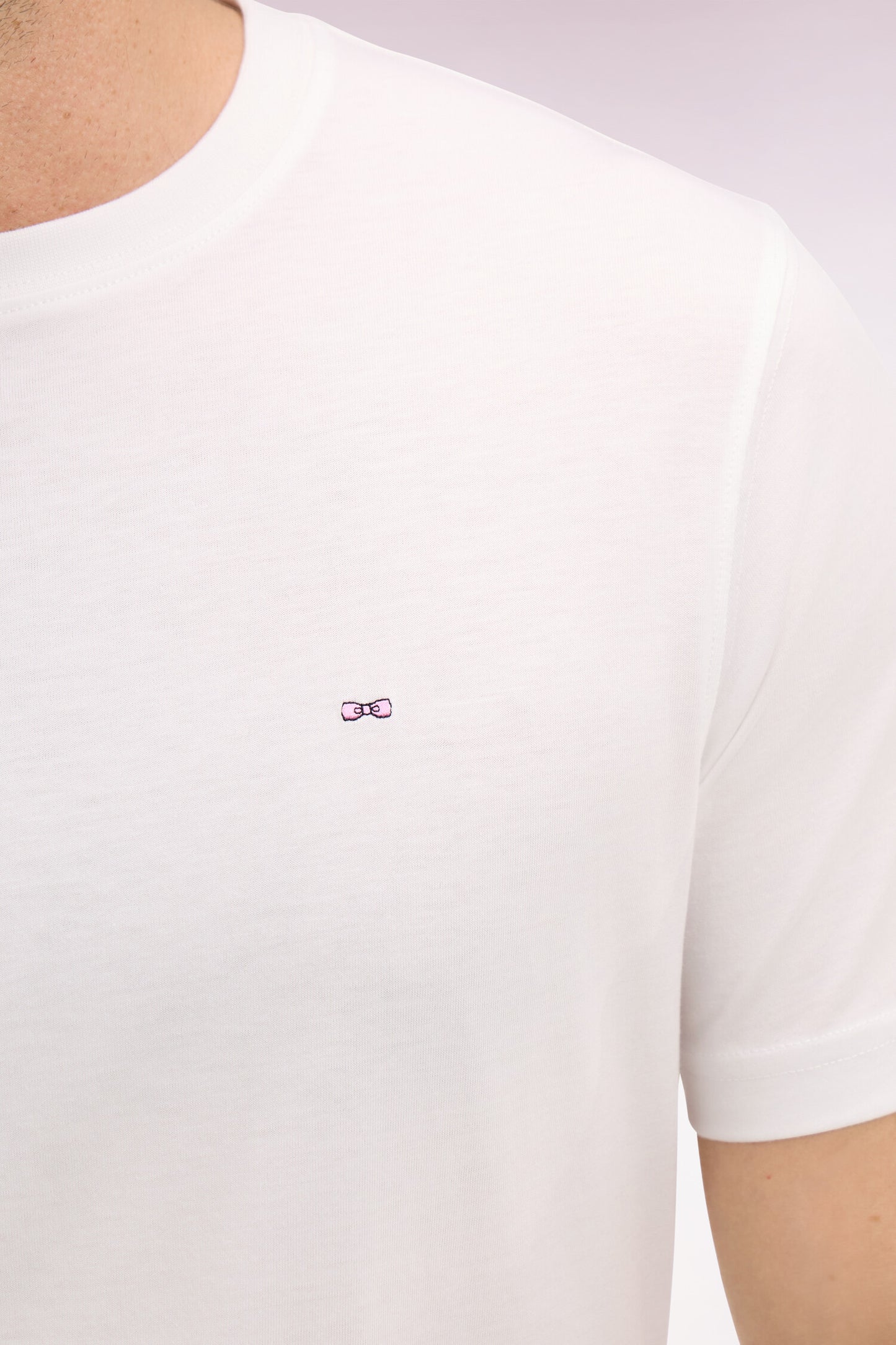 T-shirt à manches courtes en coton Pima blanc brodé coupe regular