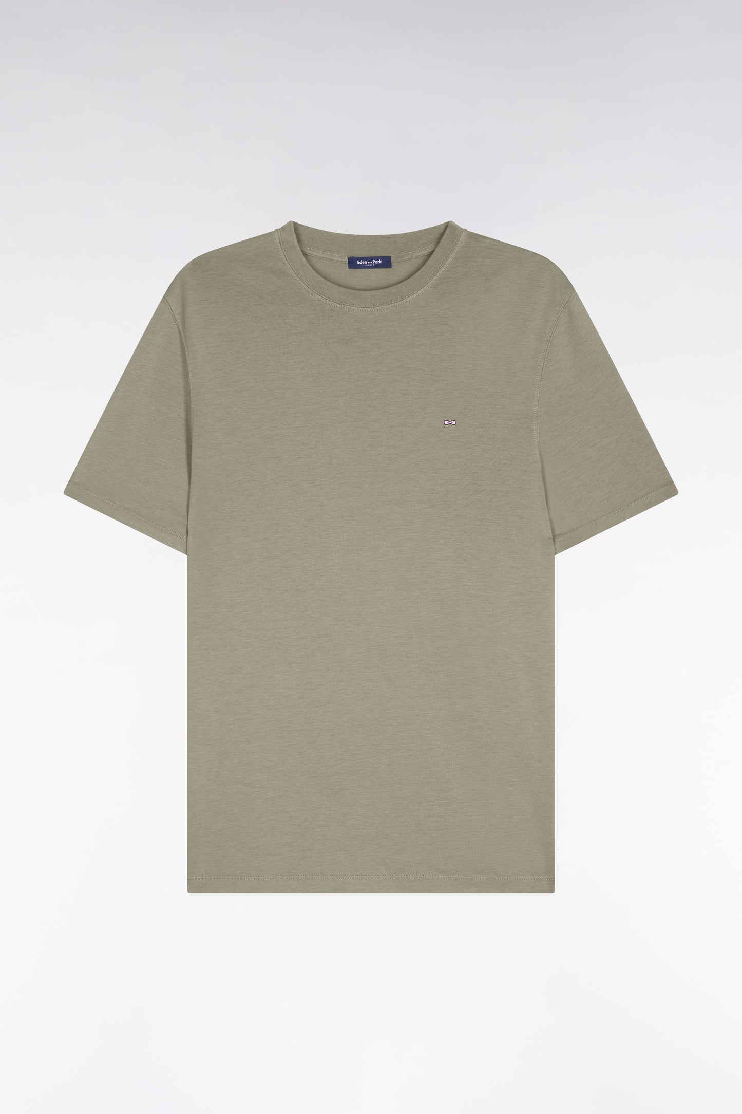 Khaki regular-fit short-sleeved lyocell and cotton T-shirt