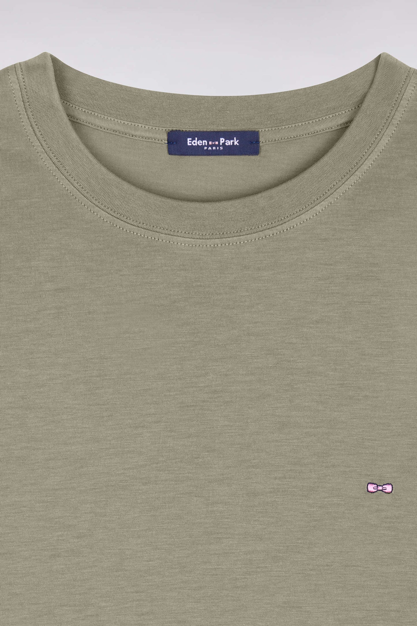 Khaki regular-fit short-sleeved lyocell and cotton T-shirt