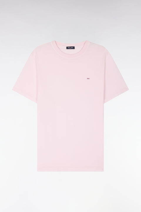 Regular fit pink lyocell and cotton short-sleeved T-shirt - Image 2