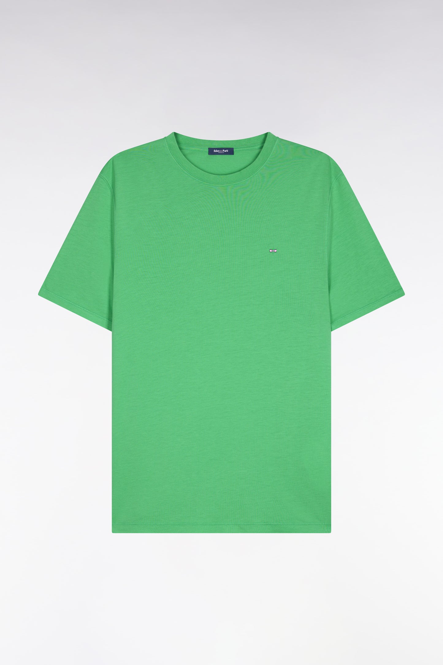 T-shirt à manches courtes en lyocell et coton vert gazon coupe regular