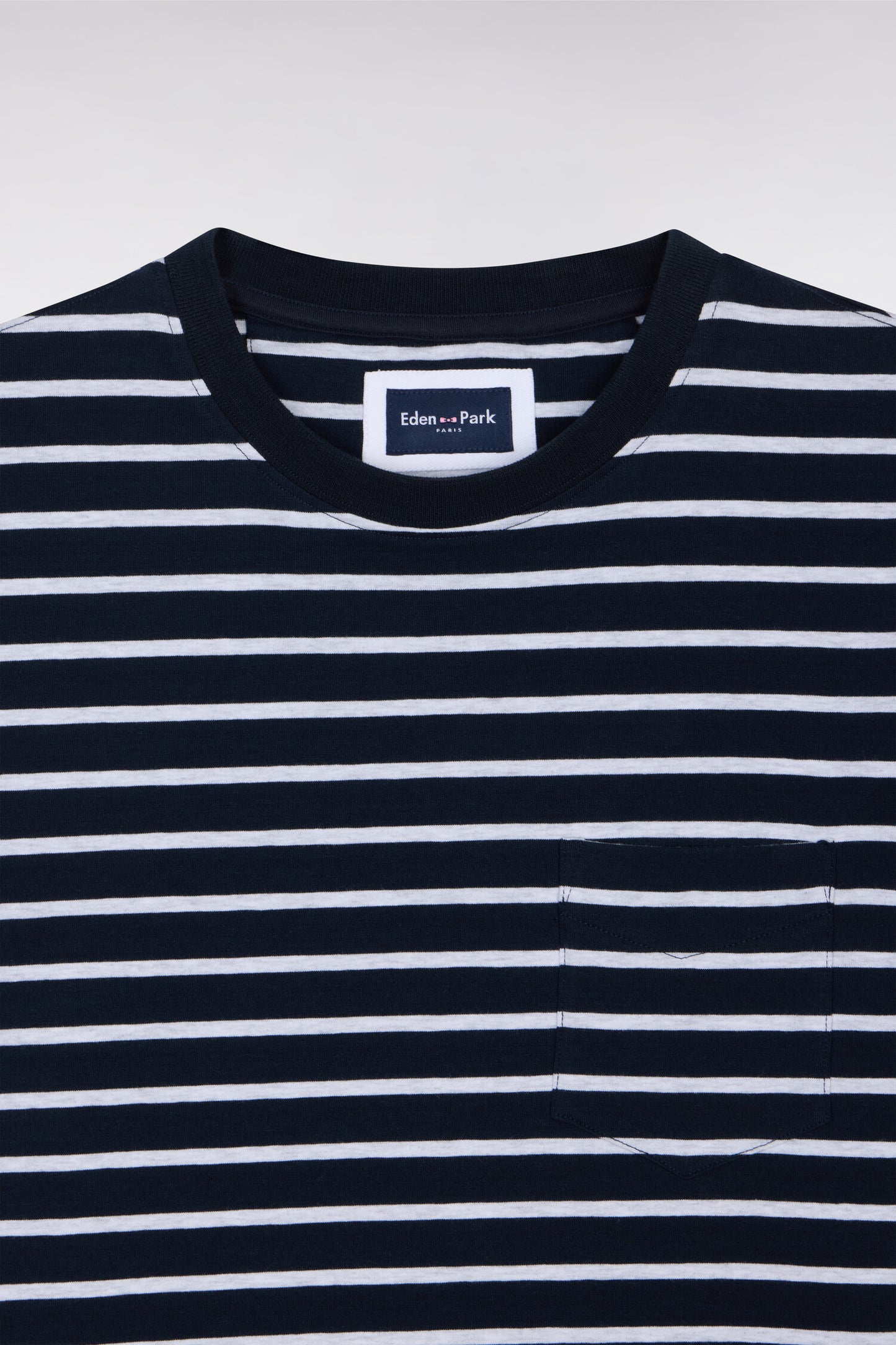 T-shirt à manches courtes en coton stretch rayé gris clair coupe slim