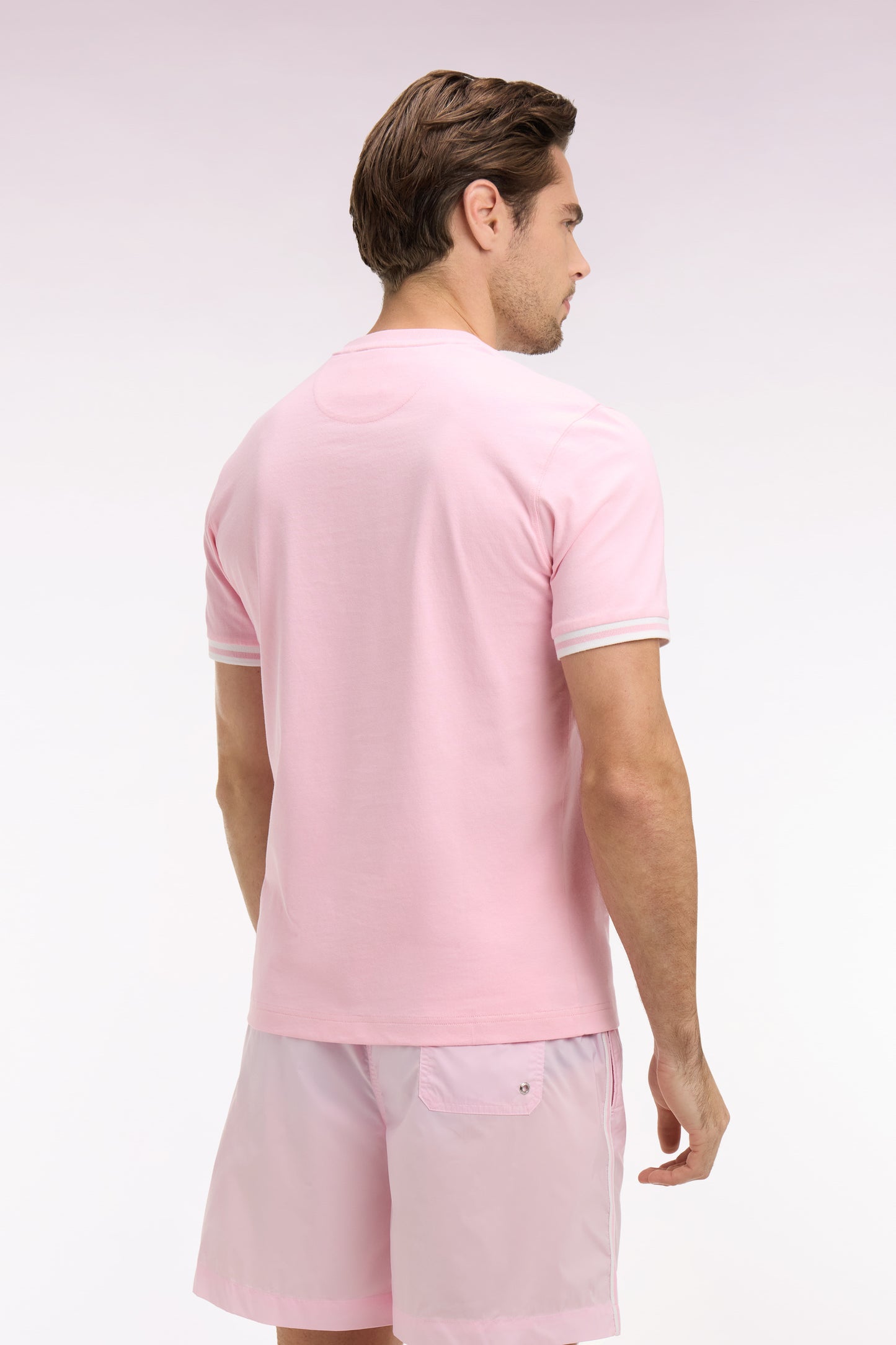 T-shirt à manches courtes en coton rose coupe regular