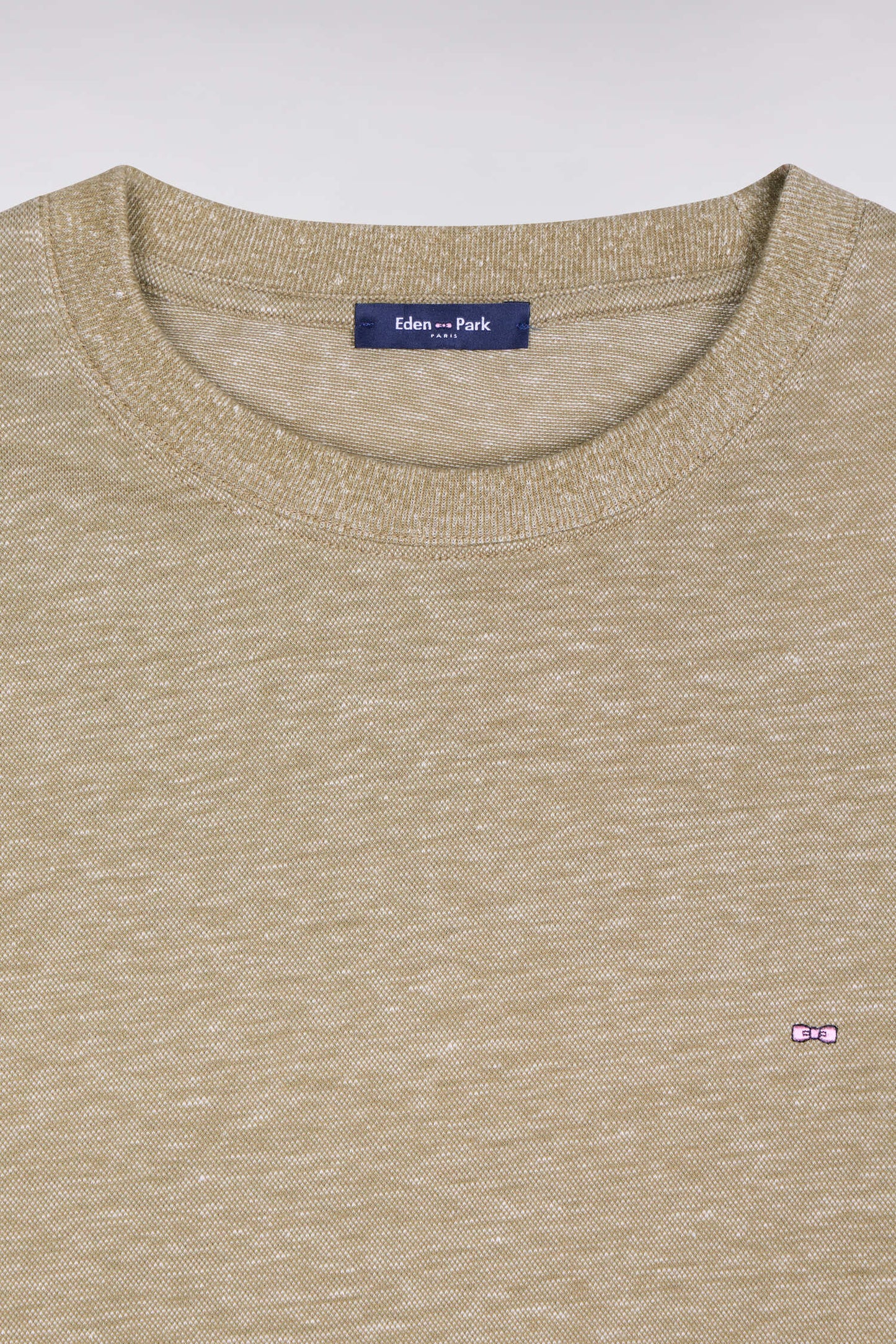 T-shirt à manches courtes en coton et lin grège coupe regular