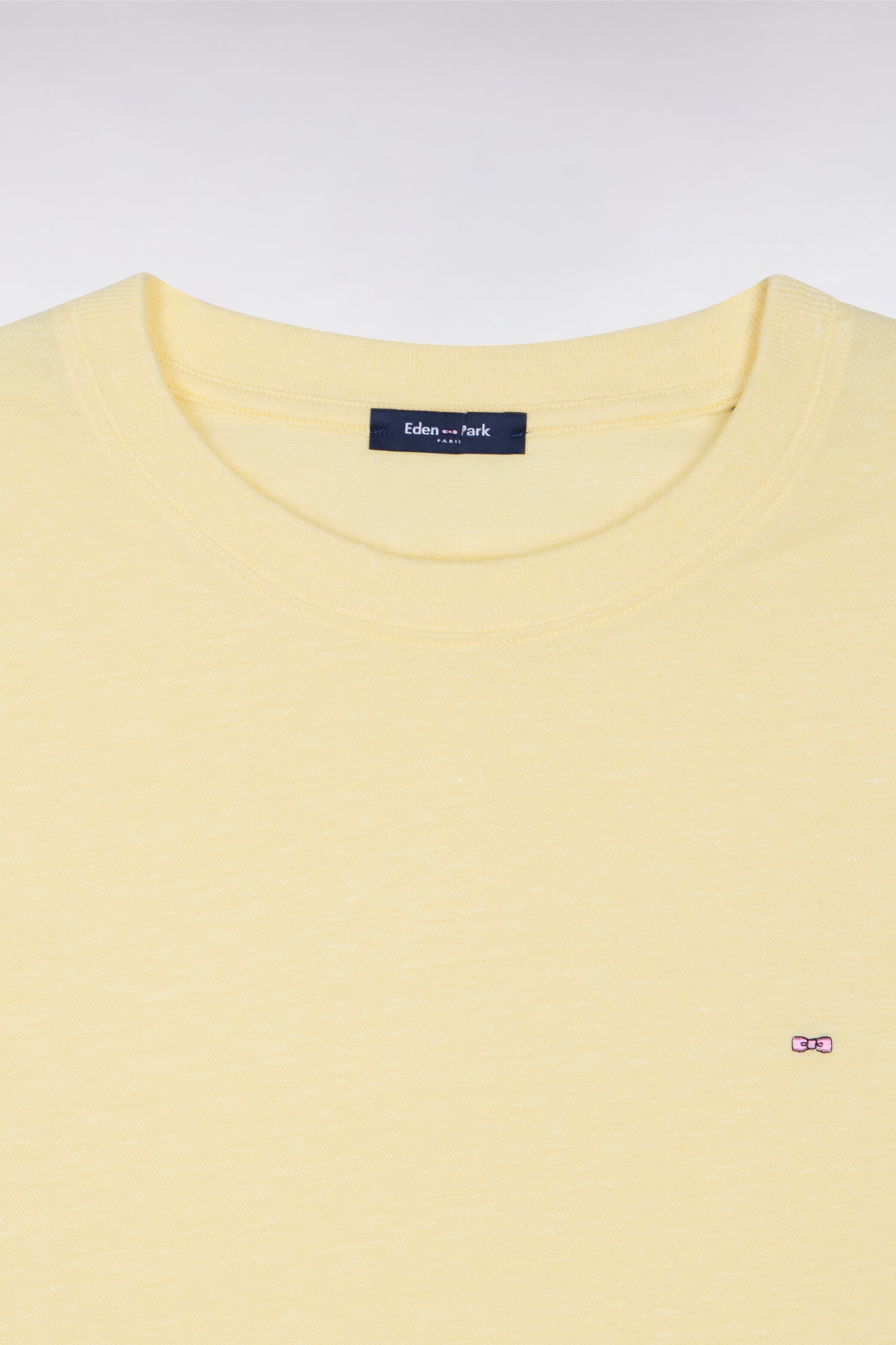 Short-sleeved regular-fit yellow cotton and linen T-shirt