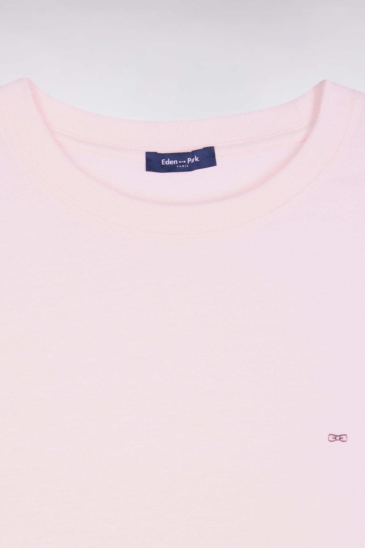 Regular fit pink cotton and linen short-sleeved T-shirt