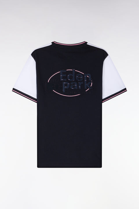 T-shirt à manches courtes en bicolore blanc et marine coupe regular - Image 2