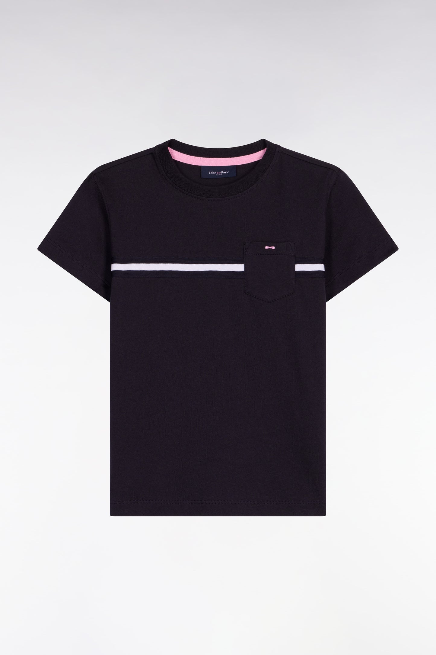 Short-sleeved straight-cut navy cotton T-shirt