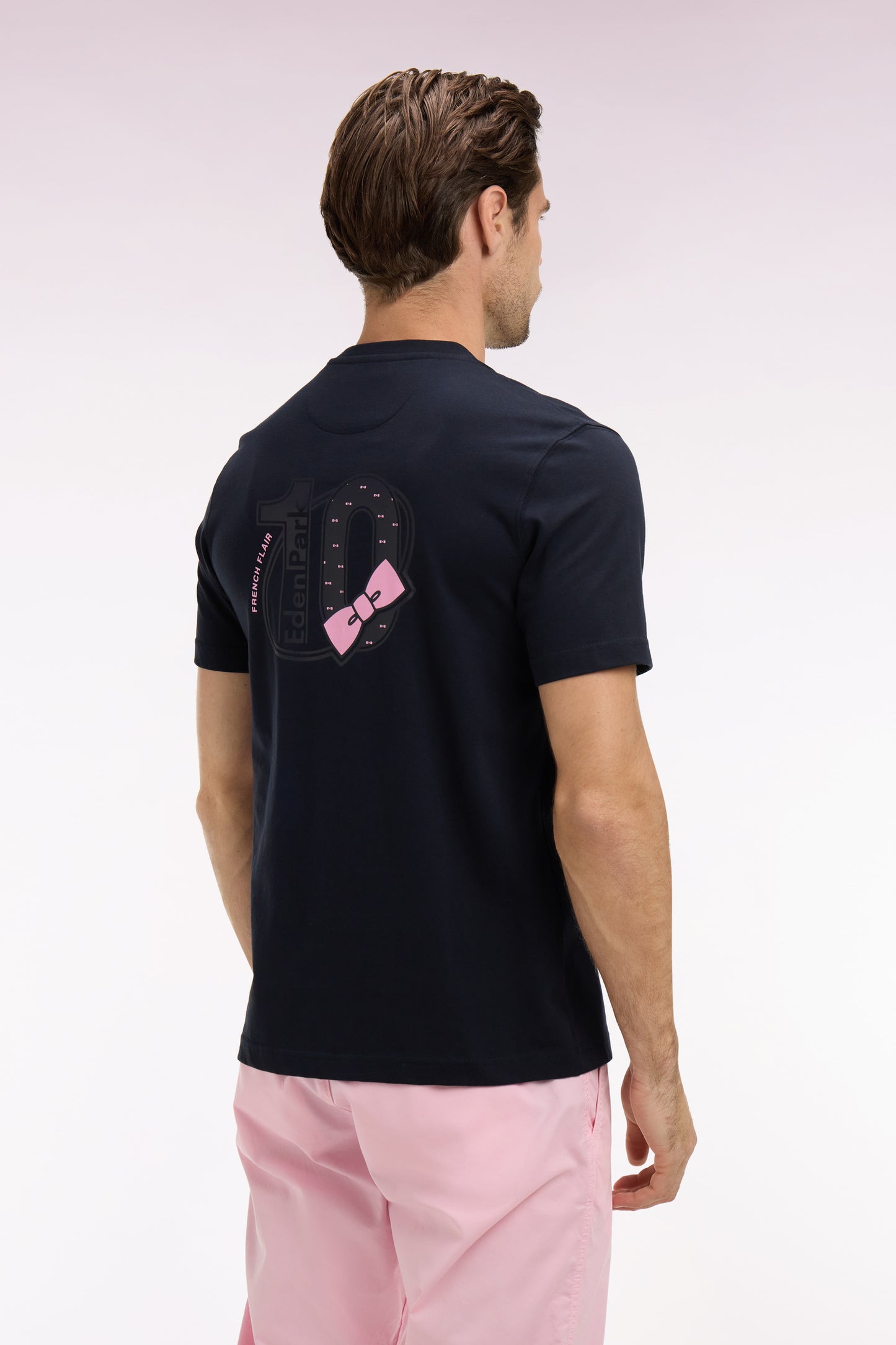 T-shirt à manches courtes marine sérigraphié coupe regular