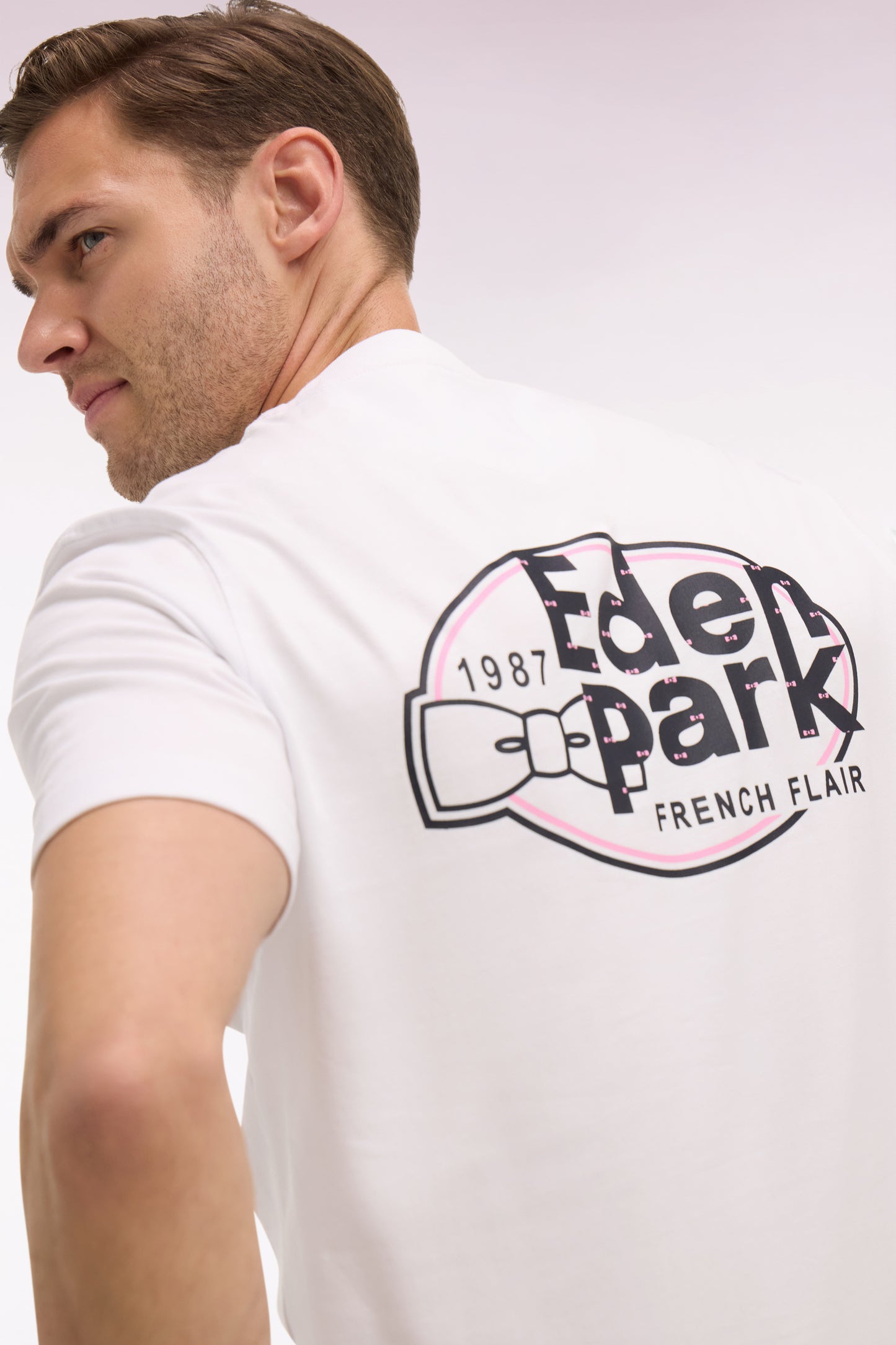 T-shirt à manches courtes blanc sérigraphié coupe regular