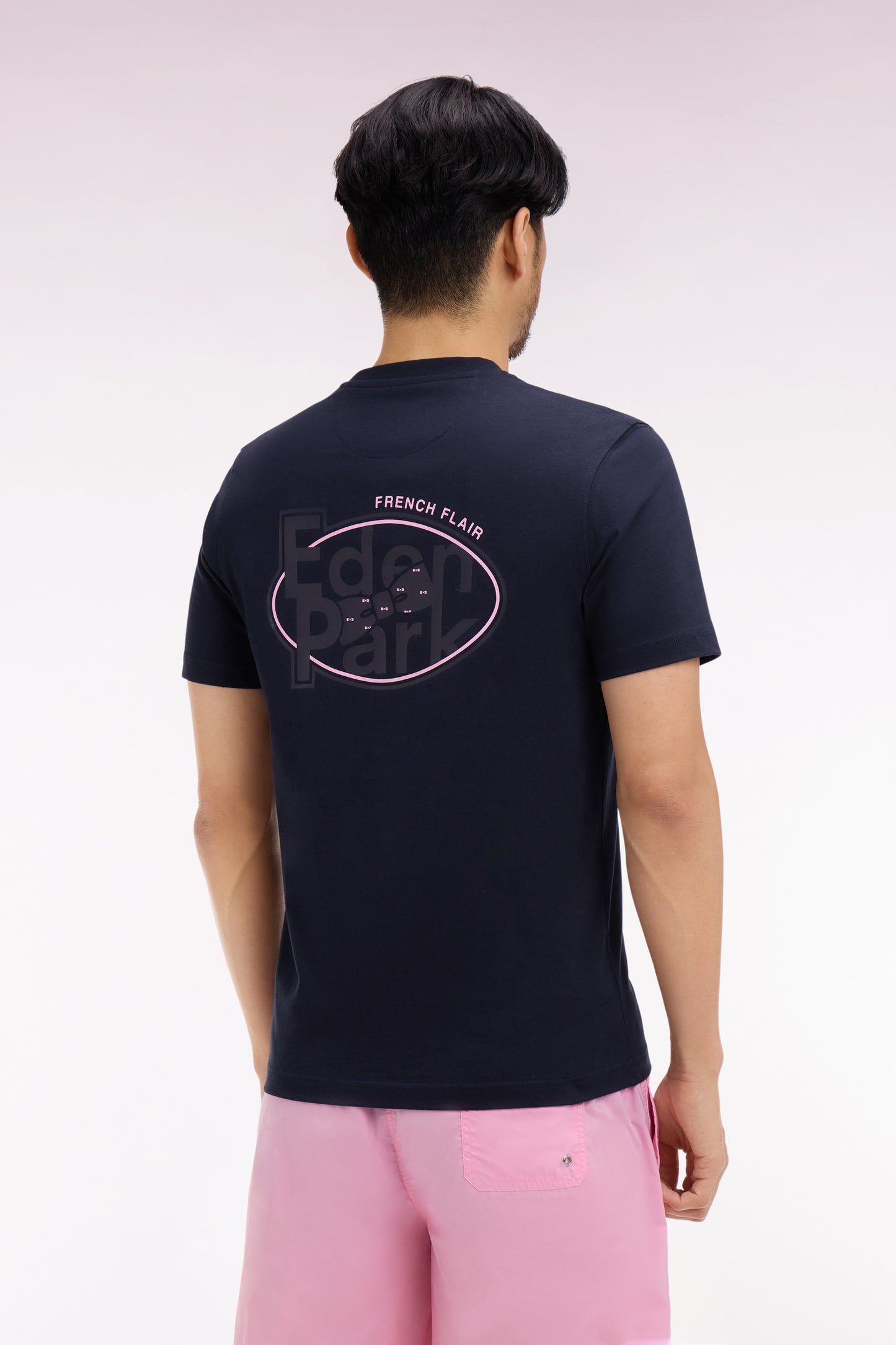 T-shirt à manches courtes marine sérigraphié coupe regular