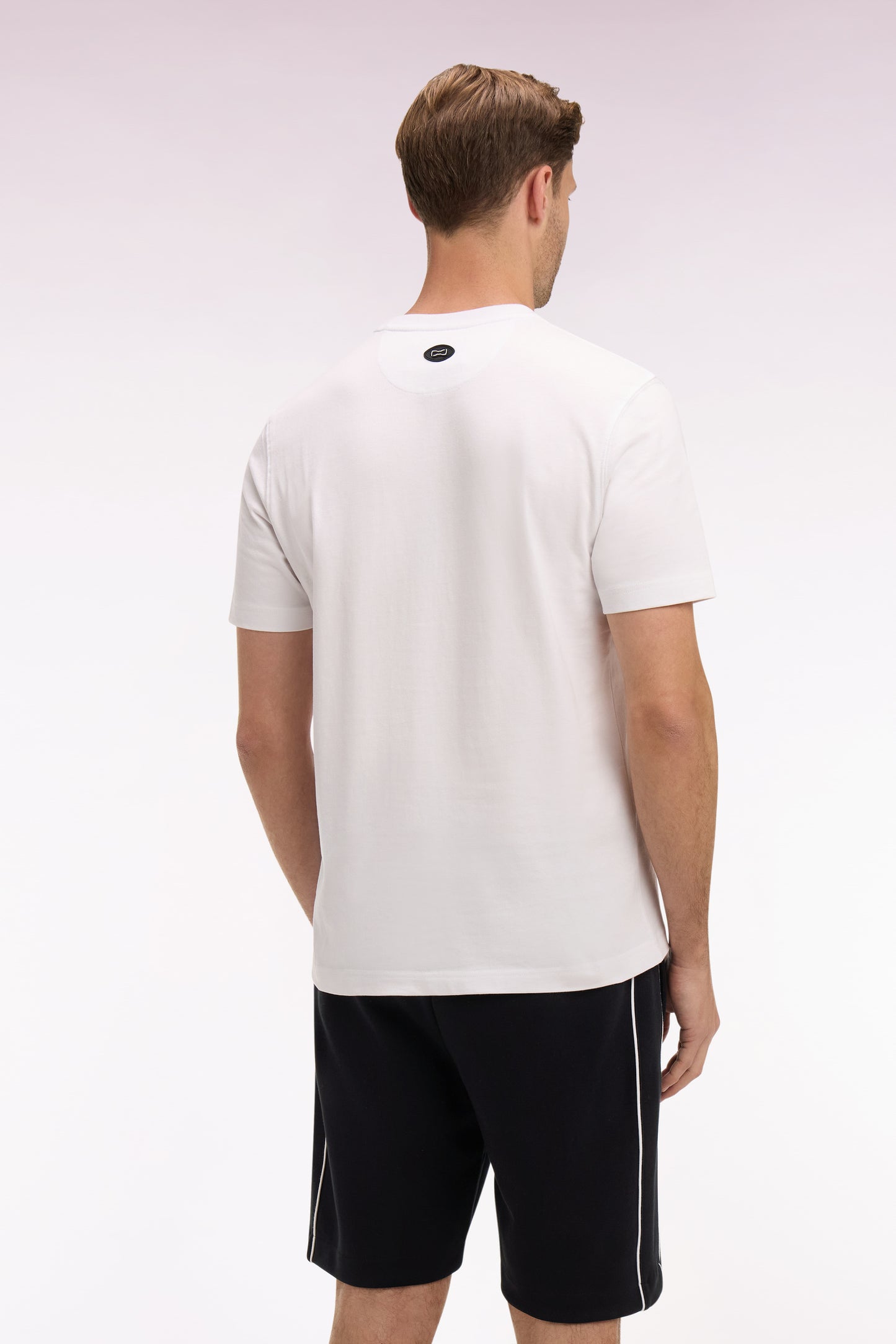 T-shirt à manches courtes en coton blanc sérigraphié coupe regular