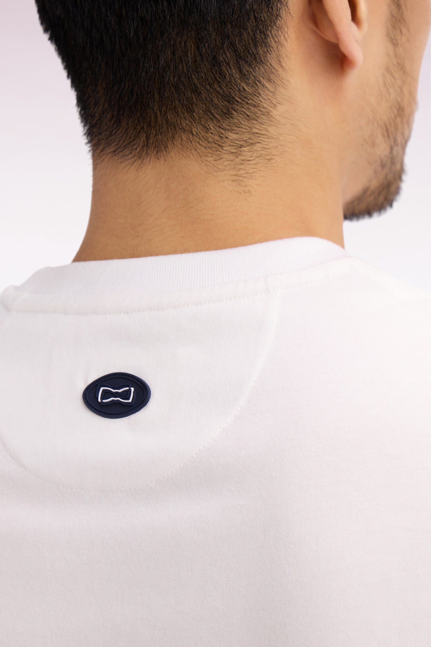 Short-sleeved T-shirt in regular-fit ecru screen-printed cotton