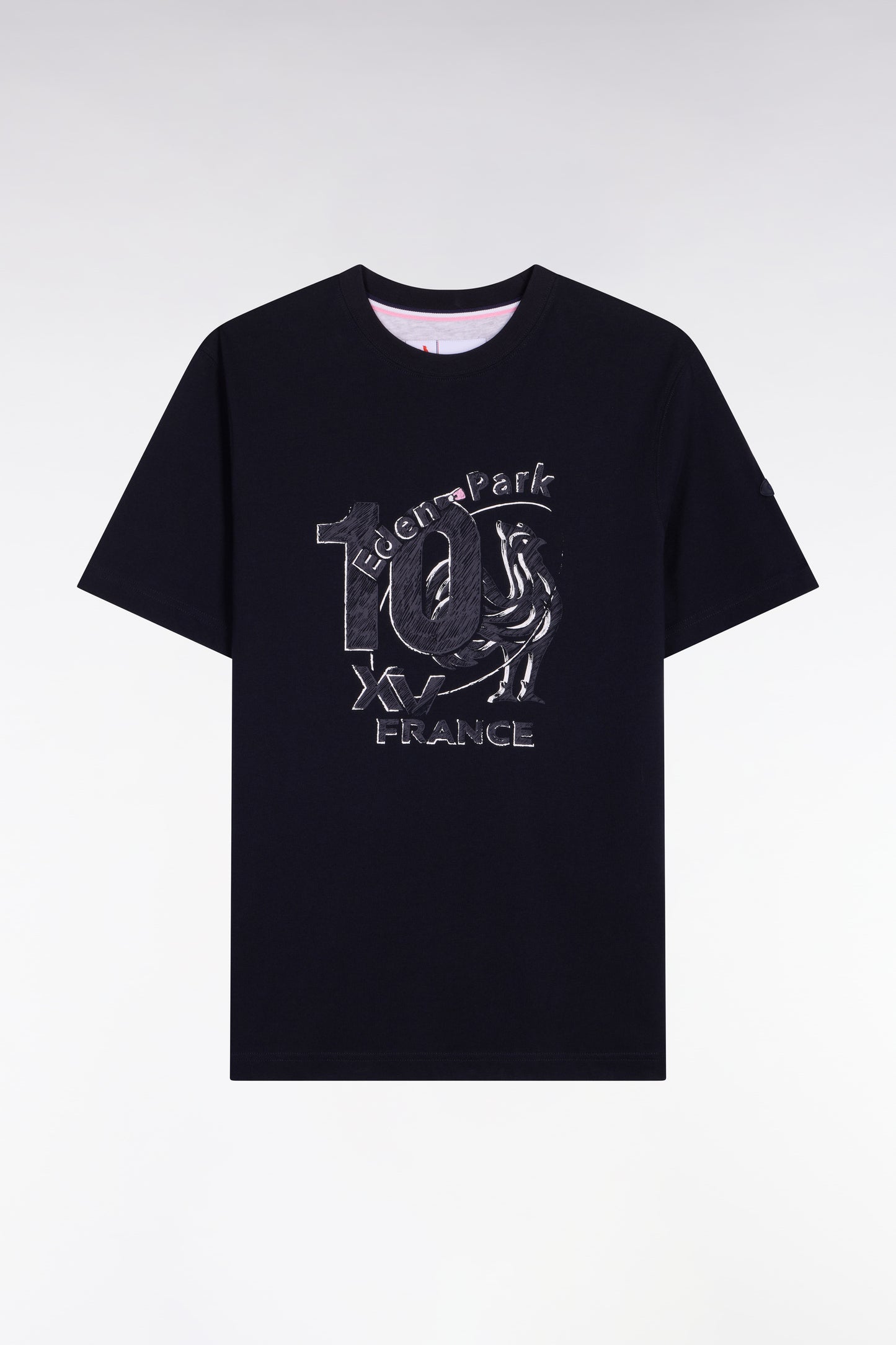 T-shirt XV de France à manches courtes en coton marine sérigraphié coupe regular