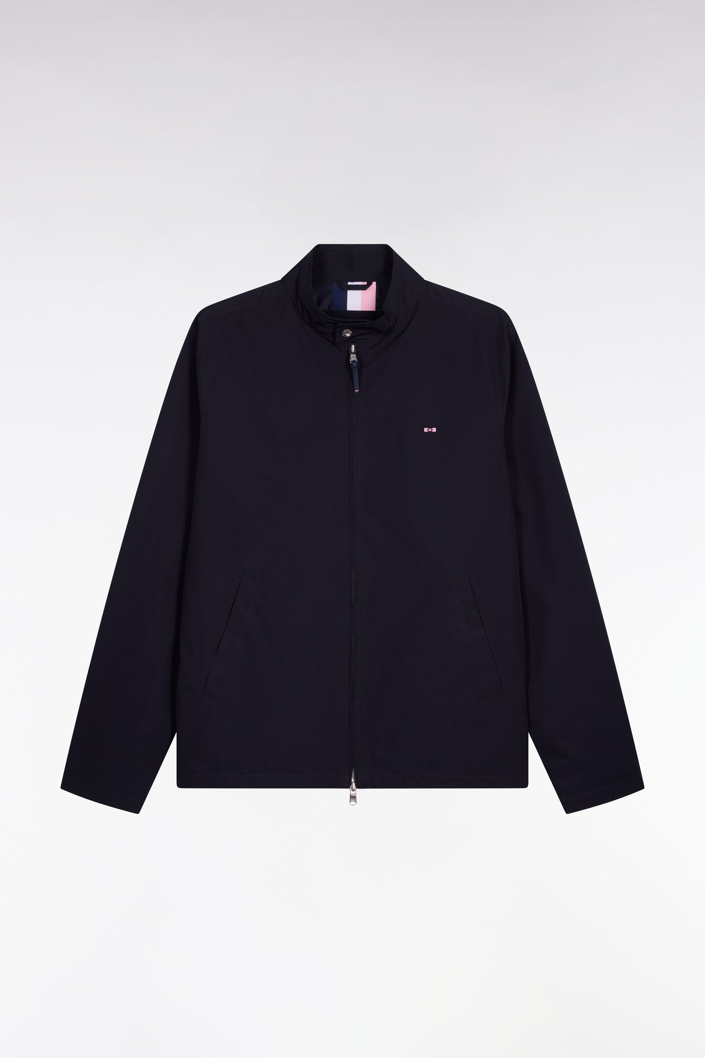 Navy nylon biker collar jacket
