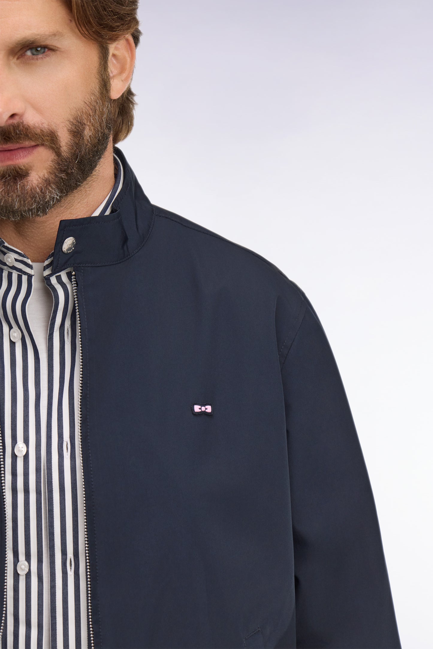 Navy nylon biker collar jacket