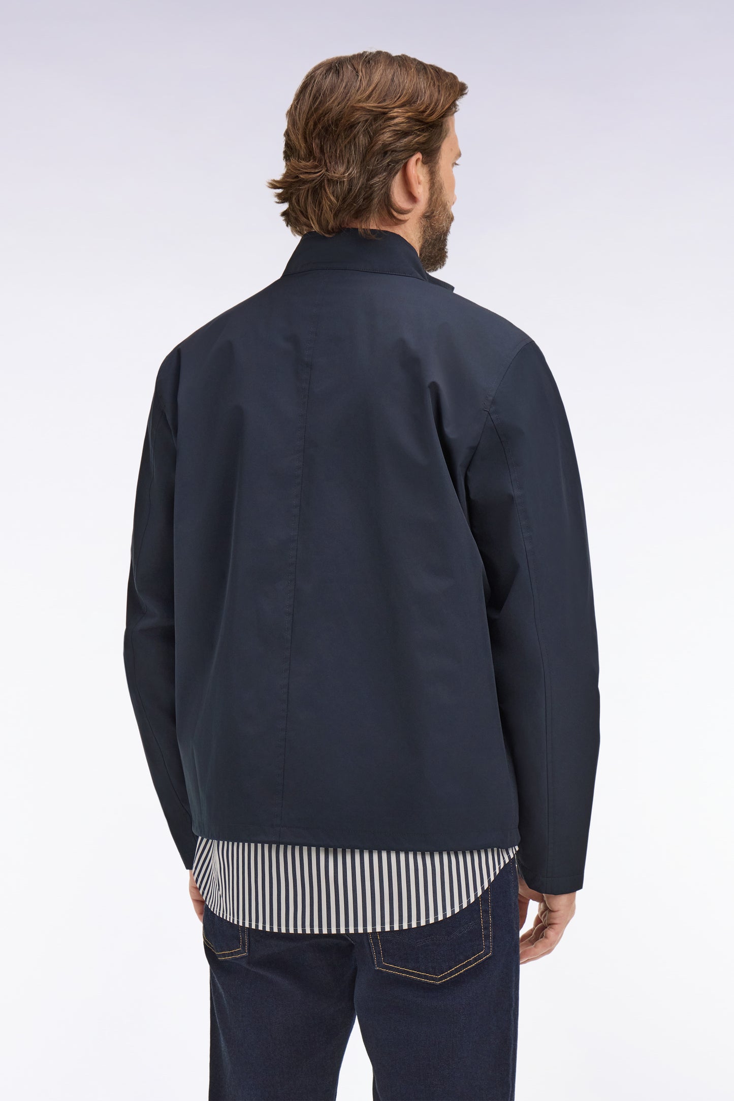 Navy nylon biker collar jacket