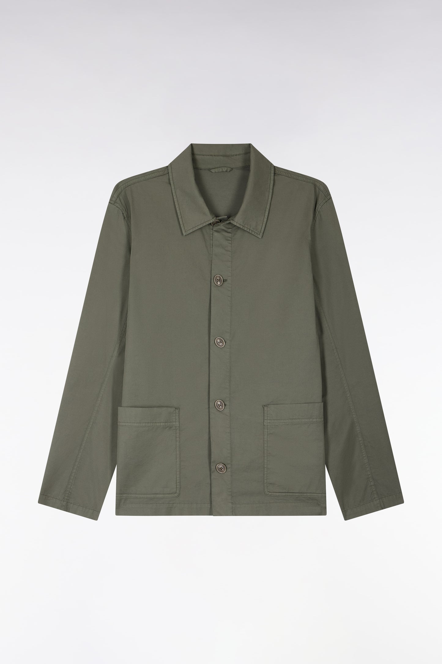 Khaki lyocell and stretch cotton overshirt